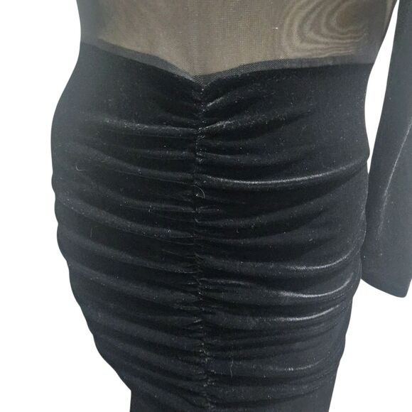 Dark Romantic One Shoulder Maxi Mermaid Velvet Dress Womens Sz Med Sheer Whimsy - Picture 2 of 6